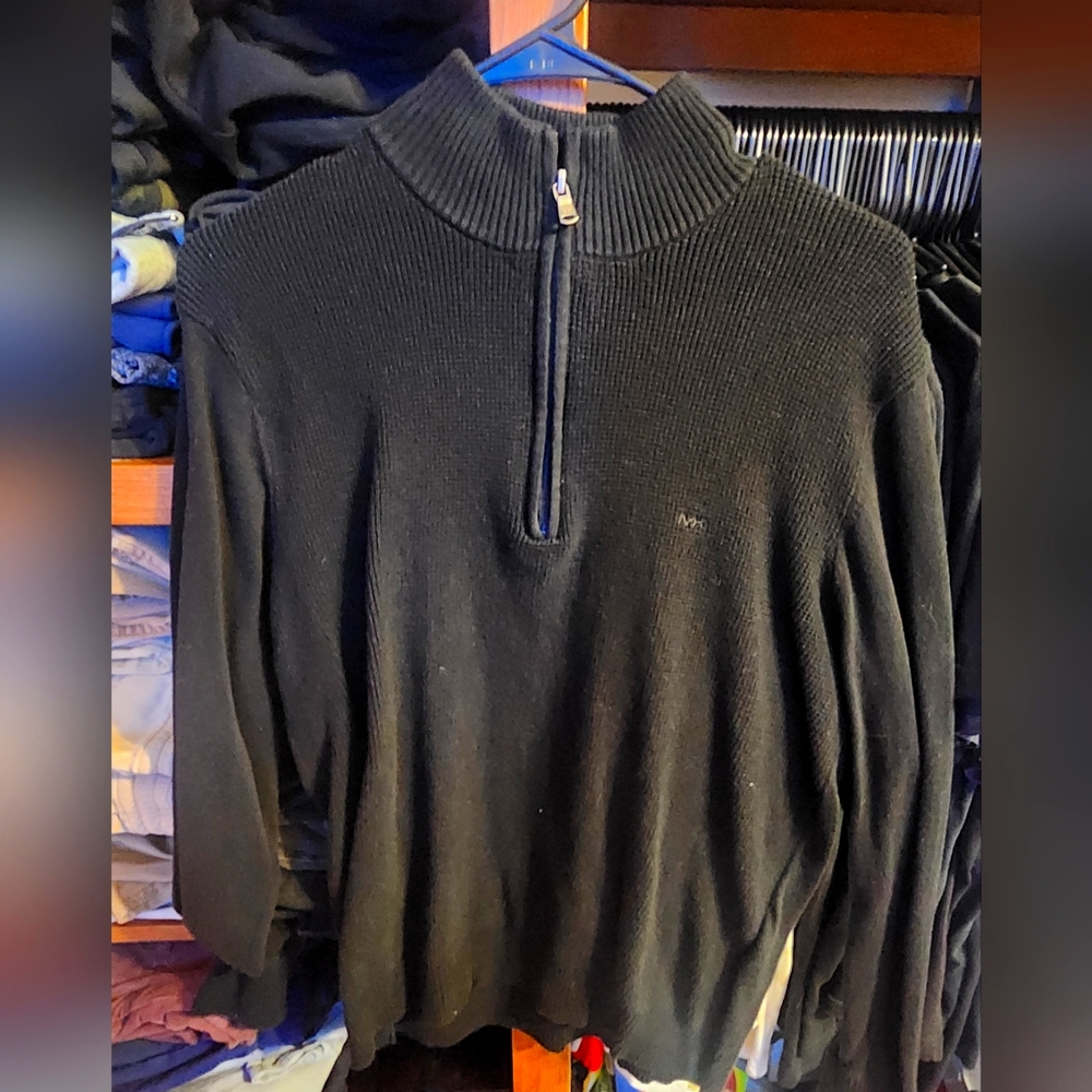 Men's Michael Kors Quarter Zip Sweater Size M Black